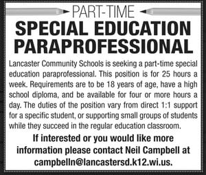 Part-time paraprofessional needed
