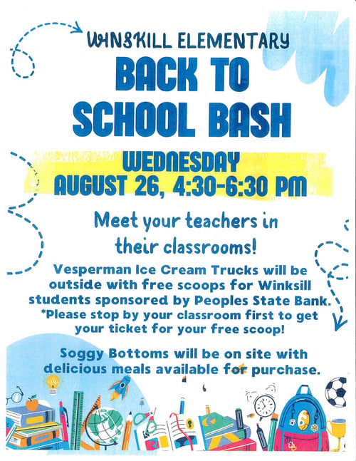 Winskill Elementary School will hold its Back to School Bash on Wednesday, Aug. 26, 4:30-6:30 p.m.